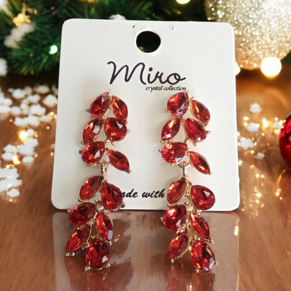 Jewelry - Ruby Red Leaf Post Earrings